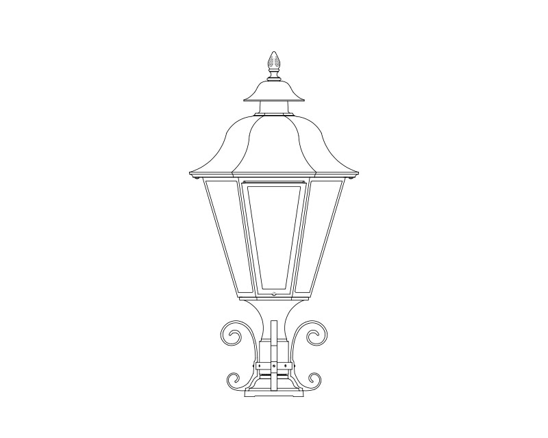 Grande Manor, aluminum, Pier Mount, Clear acrylic, (4) 25W B10, 120V
